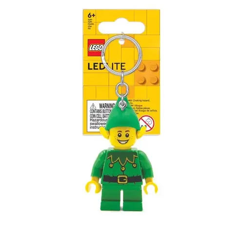 Keychain w/LED Light Classic Plastic Green/Yellow Elf Green/Yellow - pack of 6
