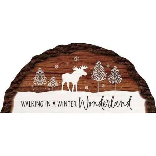Table Decor Brown/White Walking in a Winter Wonderland 5" Brown/White