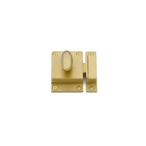 2-1/4" x 2" Cabinet Latch Satin Brass Finish 2-1/4" x 2" Cabinet Latch Satin Brass Finish