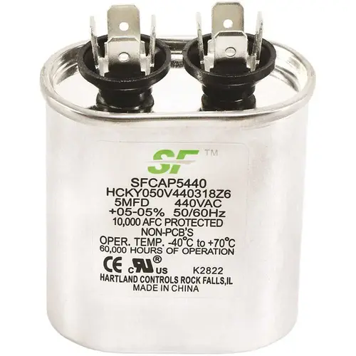 5 MFD 370/440 Volt Oval Run Capacitor 5 MFD 370/440 Volt Oval Run Capacitor