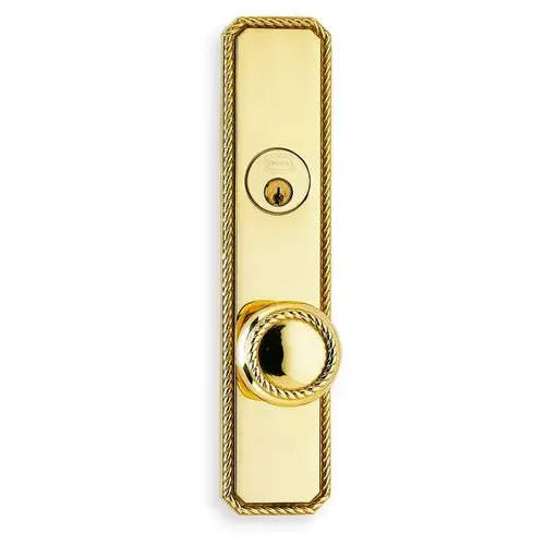 Right Hand 441 Knob and 24000 Plate Double Cylinder 2-1/2" Backset Mortise Lockset Bright Brass Finish