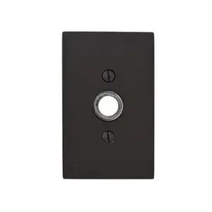 Emtek 2463US19 Doorbell Button Modern Rectangular Rose, Flat Black Finish