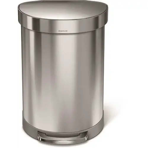 Semiround Hands Free Step Can 60l/15.8 Gal Brushed Stainless Steel
