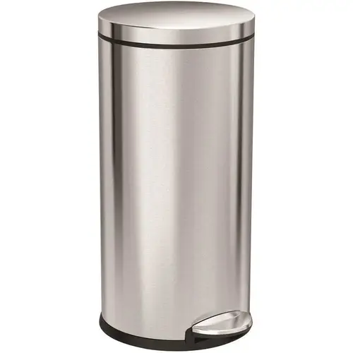 Round Step Trash Can 30l/8gal Brushed Stainless Steel