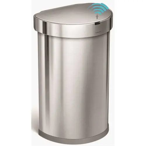 Semi-Round Automatic Sensor Trash Can 45l/12gal Brushed Ss Semi-Round Automatic Sensor Trash Can 45l/12gal Brushed Ss