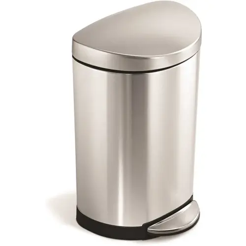 Small Semi-Round Bathroom Step Trash Can 10l/2.6 Gal Brushed Ss
