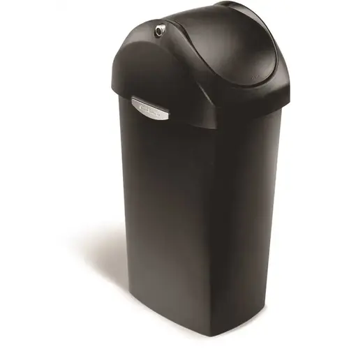 16 Gallon/60 Liter Swing Lid Trash Can Black Plastic