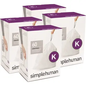Simplehuman CW0260MC Code K Custom Fit Drawstring Trash Bags Dispenser Wht - pack of 240