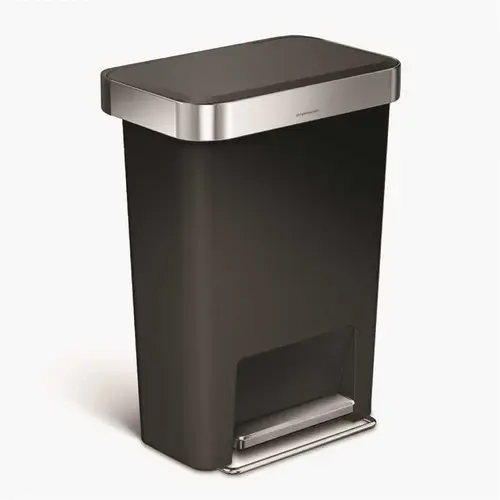 Rectangular Step Trash Can 45l/12gal Black Plastic Rectangular Step Trash Can 45l/12gal Black Plastic