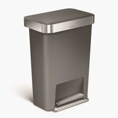 Rectangular Step Trash Can 45l/12gal Grey Plastic