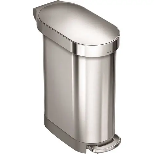 Slim Hands-Free Step Trash Can 45l/12gal Brushed Stainless Steel