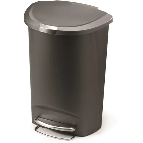 13.2 Gallon/50 Liter Semi-Round Step Can Grey Plastic