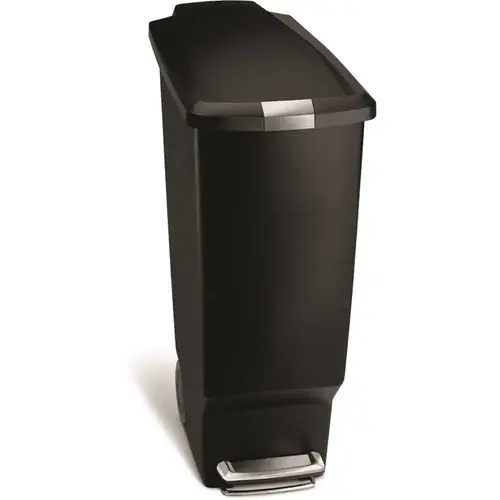 40 Liter / 10.6 Gallon Slim Plastic Kitchen Step Trash Can Black