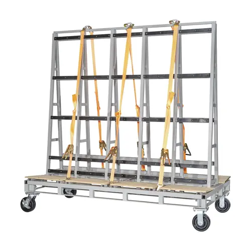 Glass Cart Heavy Duty Powder Coated 54" Length x 32" Width x 55" Height 260 lbs Weight 48" Load Height