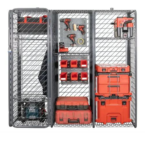Tool Storage System Gray Powder Coated With Wall Mounted Starter Unit Type 118 lbs Weight Tool Storage System Gray Powder Coated With Wall Mounted Starter Unit Type 118 lbs Weight