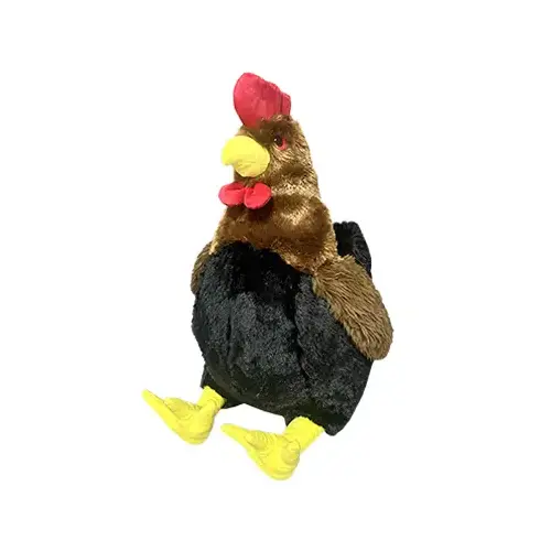Plush Toy Chicken, Black/Brown, 12 In.