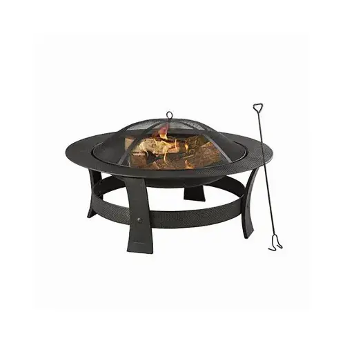 Fire Pit, Wood Burning, Black, 35 In.