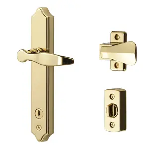 Ideal Security BK1215BB ML Lever Set with Keyed Deadbolt (2 Posts, Bright Brass)