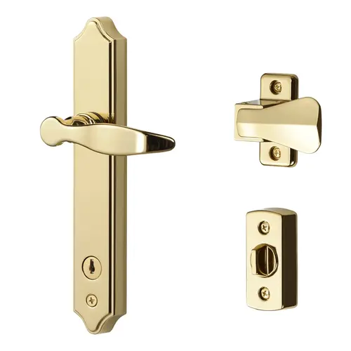 ML Lever Set with Keyed Deadbolt (2 Posts, Bright Brass)
