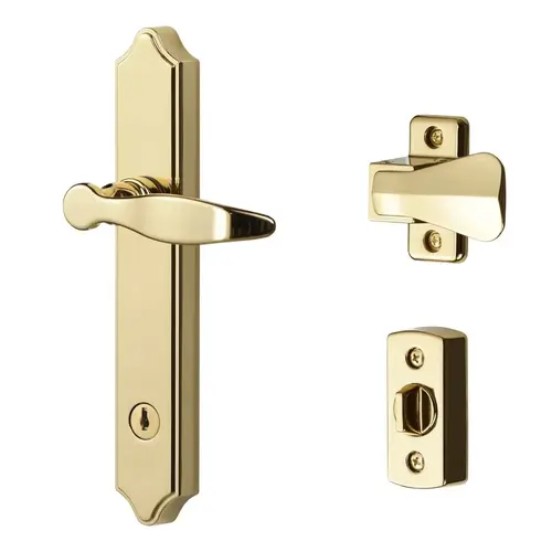 ML Lever Set With Keyed Deadbolt, Bright Brass (4 Posts)