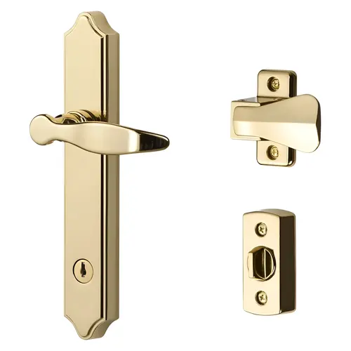 ML Lever Set With Keyed Deadbolt, Bright Brass (4 Posts)