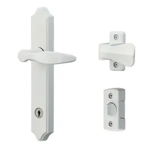 Ideal Security BK1216W ML Lever Set With Keyed Deadbolt, White (4 Posts)