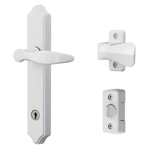 ML Lever Set With Keyed Deadbolt, White (4 Posts)