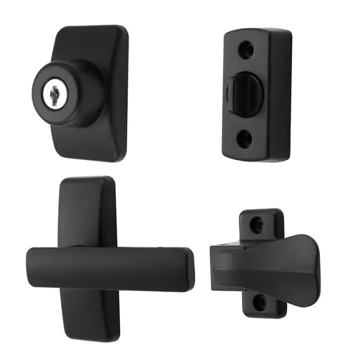 AJ Lever Latch Set With Keyed Deadbolt, Matte Black