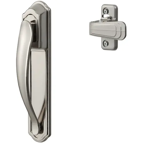DX Pull Handle Latch Set With Back Plate, Satin Silver