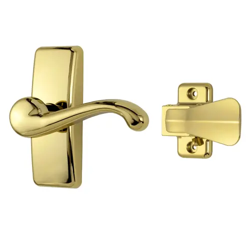 GL Lever Set With Locking Inside Latch, Bright Brass