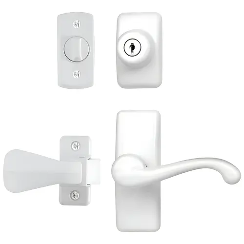 GL Storm Door Lever Set With Keyed Deadbolt Lock,White