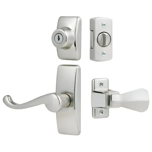 GL Storm Door Lever Set With Keyed Deadbolt Lock, Satin Nickel