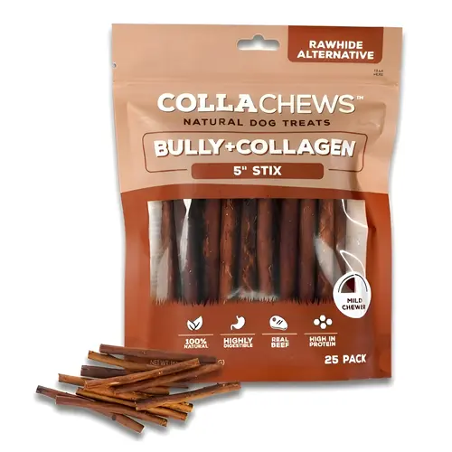 Bully + Collagen 5" Beef Stix - 8.8oz Bag pack of 25