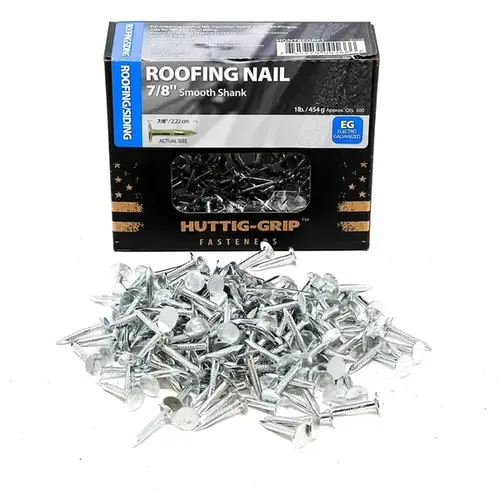 Nail - Roofing, 11-Gauge 7/8" - Electro-Galvanized 1-lbs Nail - Roofing, 11-Gauge 7/8" - Electro-Galvanized 1-lbs