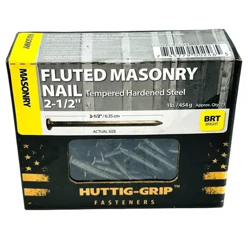 Nail - Masonry, 9-Gauge 2-1/2" Flute-Shank - Tempered Steel 5-lbs Nail - Masonry, 9-Gauge 2-1/2" Flute-Shank - Tempered Steel 5-lbs