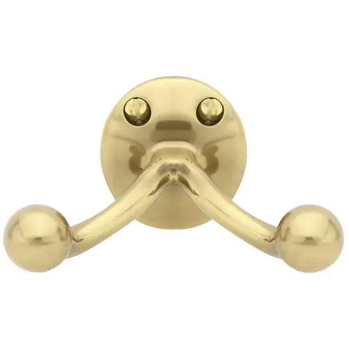 Double Hook W/ Oval Foot, French Antique Brass Finish Double Hook W/ Oval Foot, French Antique Brass Finish