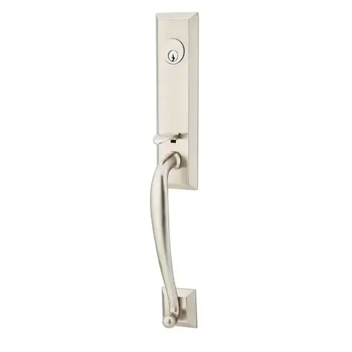 Ice White 2-3/8" Or 2-3/4" Backset Double Cylinder Adams Tubular Handleset Satin Nickel Finish