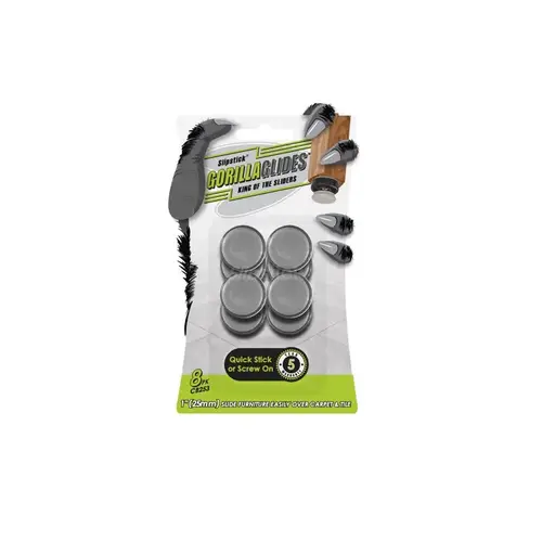 Chair Glide GorillaGlides Gray 1" Screw-On Plastic Gray - pack of 6