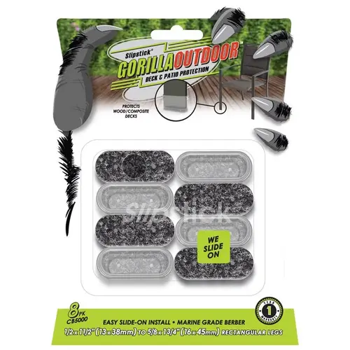 Chair Glide Gorilla Outdoor Black/Silver Push-On Marine Grade Berber Black/Silver