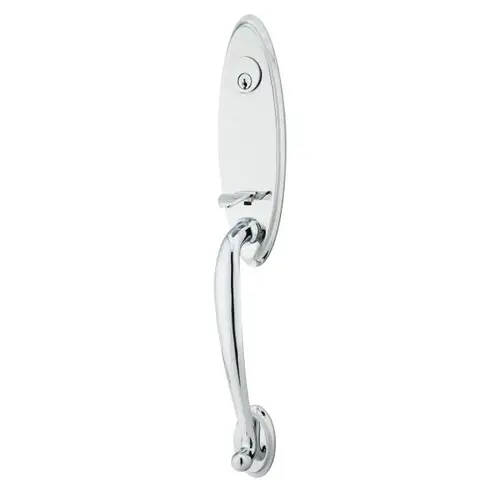 Ribbon And Reed Lever Right Hand 2-3/8" Or 2-3/4" Backset Double Cylinder Marietta Tubular Handleset, Bright Chrome Finish