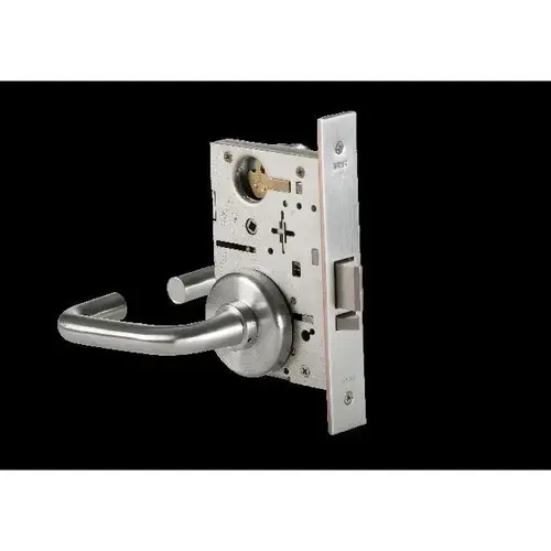 Mortise Lock 7 Pin Storeroom 03 Lever with H Rose Right Hand Lead Lined Satin Chrome Finish Mortise Lock 7 Pin Storeroom 03 Lever with H Rose Right Hand Lead Lined Satin Chrome Finish