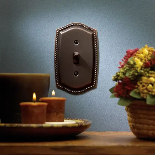 Single Toggle Rope Switch Plate Antique Brass Finish Single Toggle Rope Switch Plate Antique Brass Finish