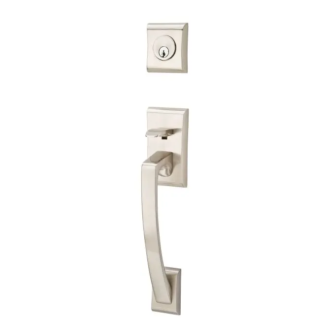 Emtek Stuttgart Lever Left Hand 2-3/8 Or 2-3/4 Backset Single Cylinder Ares Tubular Handleset Satin Nickel Finish 4817STUUS15LH Emtek Stuttgart Lever Left Hand 2-3/8 Or 2-3/4 Backset Single Cylinder Ares Tubular Handleset Satin Nickel Finish 4817STUUS15LH