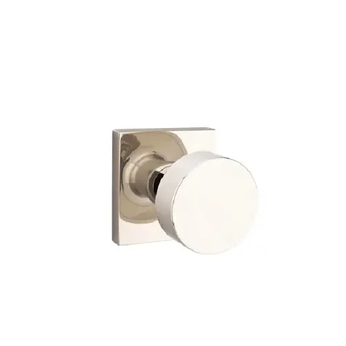 Round Knob Passage with Square Rose Bright Nickel Finish Round Knob Passage with Square Rose Bright Nickel Finish