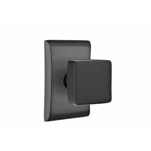 Square Knob Passage with Neos Rose Flat Black Finish Square Knob Passage with Neos Rose Flat Black Finish