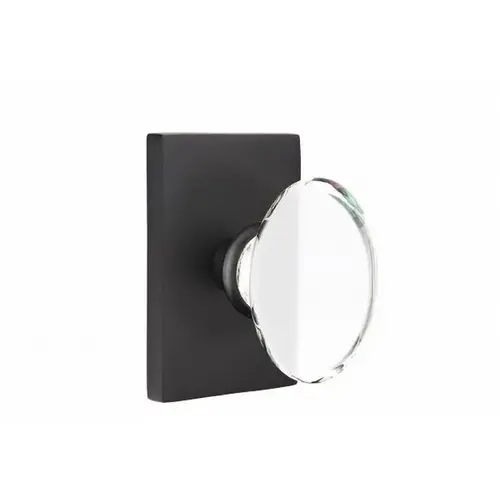 Hampton Crystal Knob Privacy With Modern Rectangular Rose Flat Black Finish