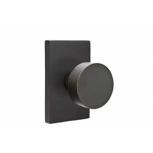 Round Knob Passage with Modern Rectangular Rose Oil Rubbed Bronze Finish Round Knob Passage with Modern Rectangular Rose Oil Rubbed Bronze Finish