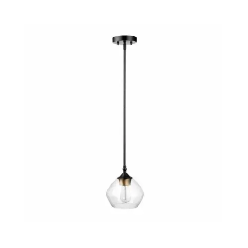 Jackson 1-Light Antique Brass & Bronze Pendant With Fabric Cord And Clear Glass Shade Color/Finish Family Jackson 1-Light Antique Brass & Bronze Pendant With Fabric Cord And Clear Glass Shade Color/Finish Family