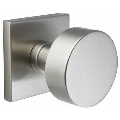 Round Knob Passage with Square Rose Satin Nickel Finish