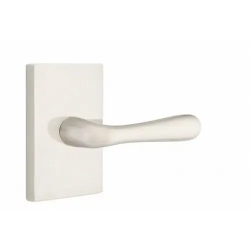 Basel Lever Right Hand Passage with Modern Rectangular Rose Satin Nickel Finish Basel Lever Right Hand Passage with Modern Rectangular Rose Satin Nickel Finish